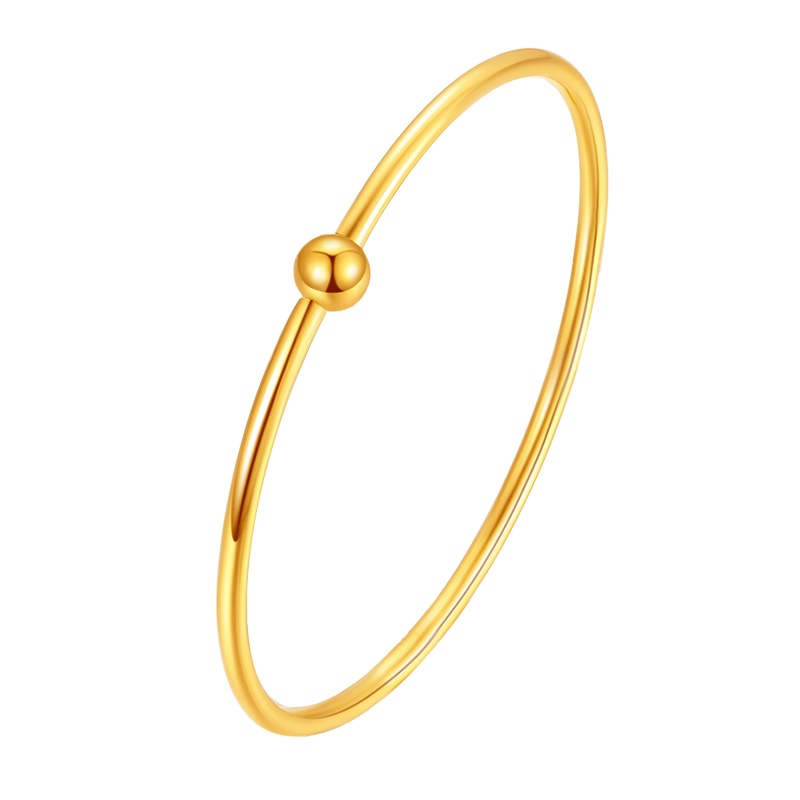 梦金园 黄金手镯 足金999 光圈金镯子 开口可穿幸运物 女士/计价/ 黄金饰品首饰