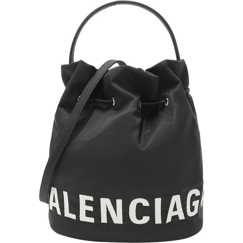 BALENCIAGA 巴黎世家 女士织物Wheel S手提单肩斜挎包抽绳水桶包 619459 H852N