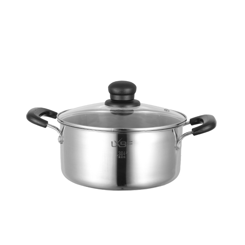 LXBF龙兴宝富20cm食品级304不锈钢德国工艺家用泡面小汤锅双耳锅宝宝加热辅食热奶熬煮粥