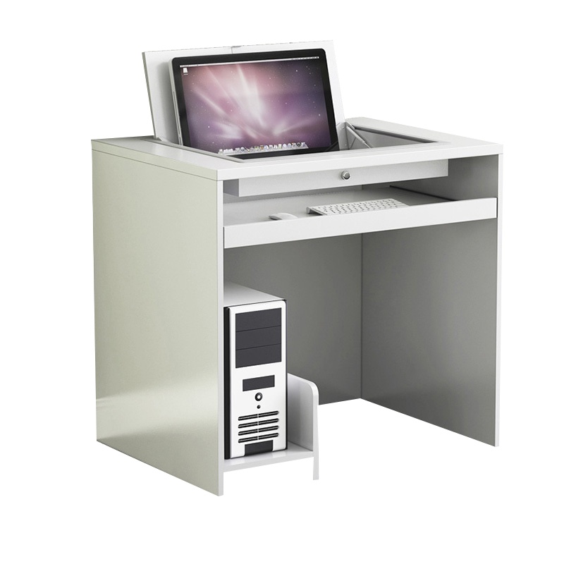 鑫虎威 学校教学多媒体翻转电脑台式桌机房培训教室课桌多媒体单人位电脑桌