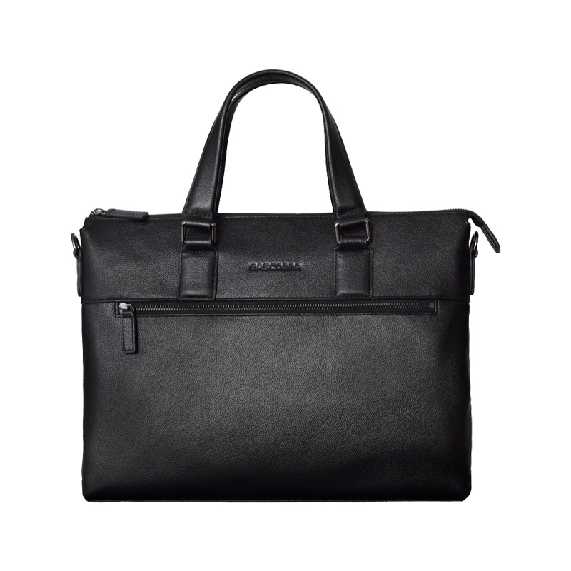 MASCOMMA头层牛皮男士商务电脑手提包公文包黑色8E002/BLK