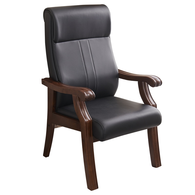 巨高办公家具实木架皮座扶手会议椅
