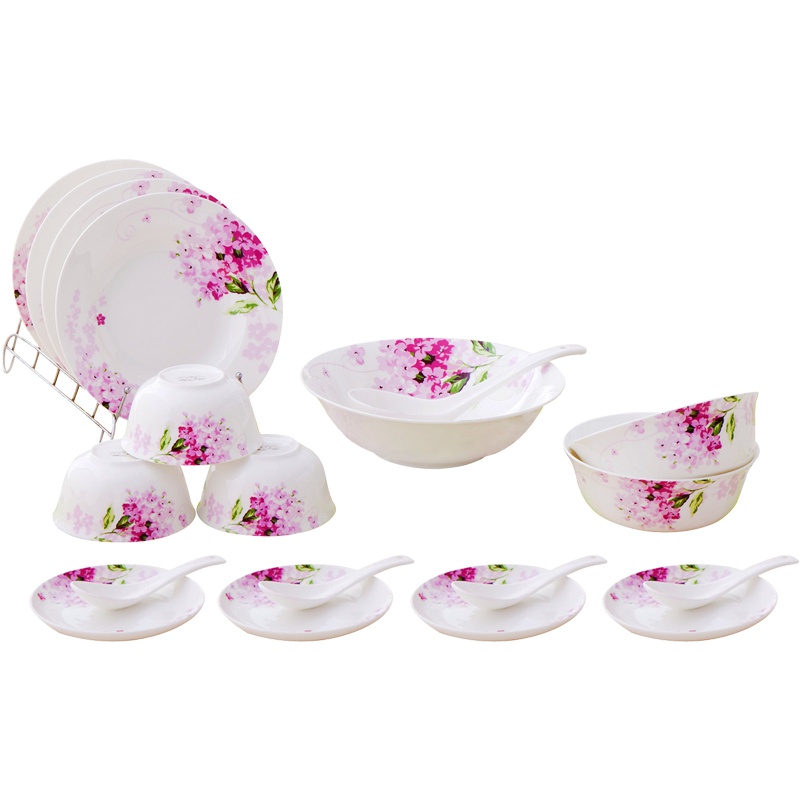 斯凯绨(Sky Top) 碗盘碟陶瓷骨瓷餐具套装 22头紫丁香