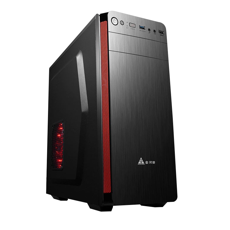 金河田X1B(非侧透)台式主机电脑机箱家用商务办公静音atx机箱 黑色