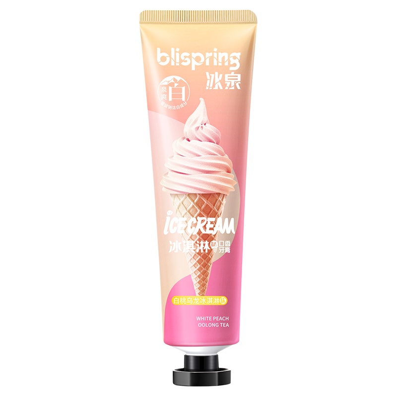 冰泉牙膏清洁口腔口气清新亮白牙齿男女生家庭装健齿香氛白桃乌龙冰淇淋味120g正品