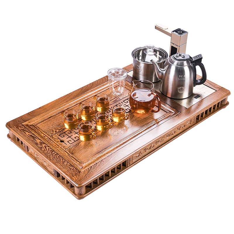 金杞(JINQI) 整套茶具全自动上水电热水壶耐热消毒烧水煮茶自动续水黑鸡翅木茶盘202B款套装