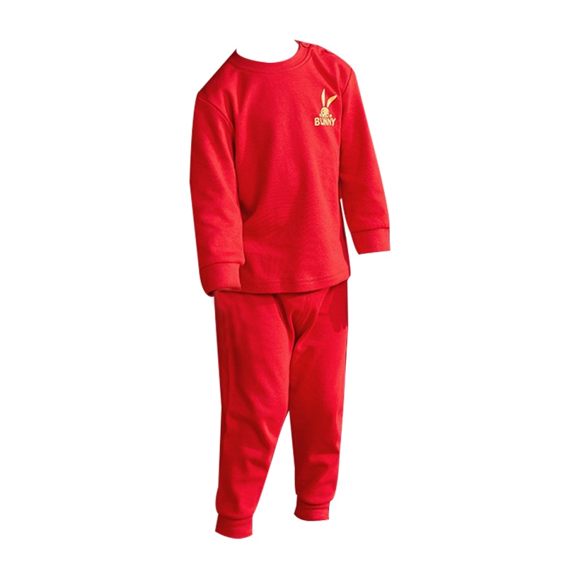 猫人儿童本命年内衣套装2021秋季新款男女童大红秋衣秋裤