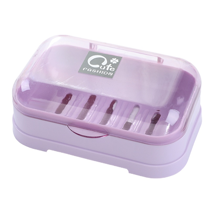 透明款[紫色] 1个装 带盖沥水加大浴室创意免打孔加厚香皂盒