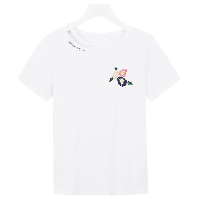 【苏】Laetia拉夏贝尔夏季新款绣花百搭休闲显瘦刺绣气质T恤