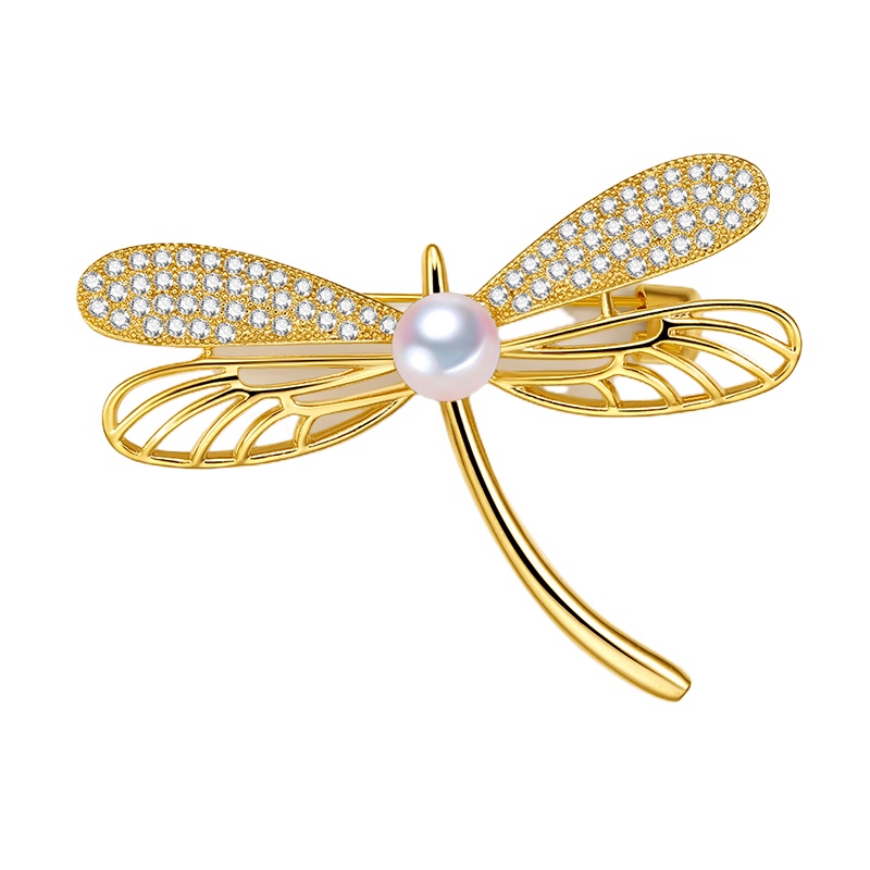 BF璀尚珠宝 生动优雅 蜻蜓淡水珍珠女士胸针配饰 BFZX0001