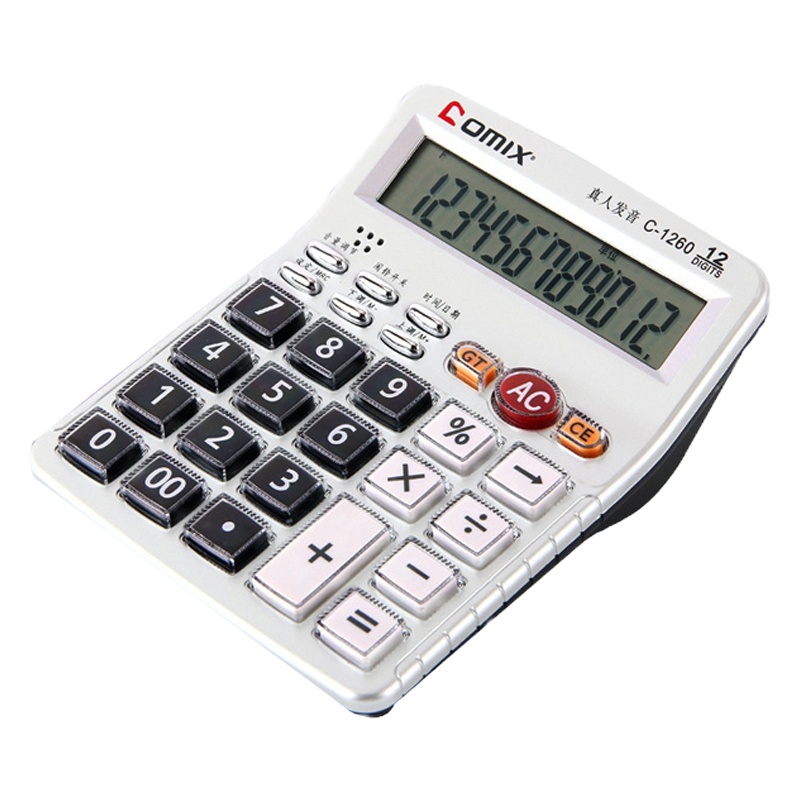 齐心(comix) YC C-1260语音计算器 12位大屏幕桌面办公计算器