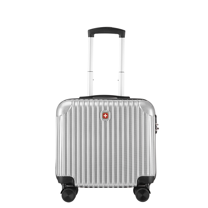 SWISSAEAR瑞士军刀16寸商务行李箱女小型轻便拉杆箱男万向轮拉杆箱密码登机箱PC+ABS咖啡色