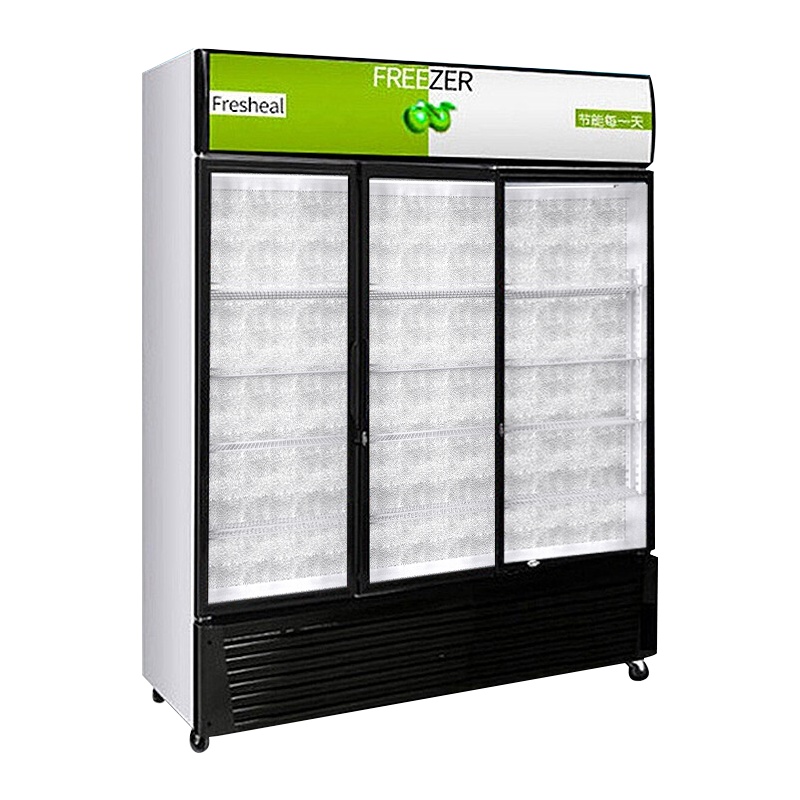 乐创(lecon)展示柜冷藏饮料柜商用立式冰柜冰箱冷柜保鲜柜 [三门草绿色] [直冷下压缩机]