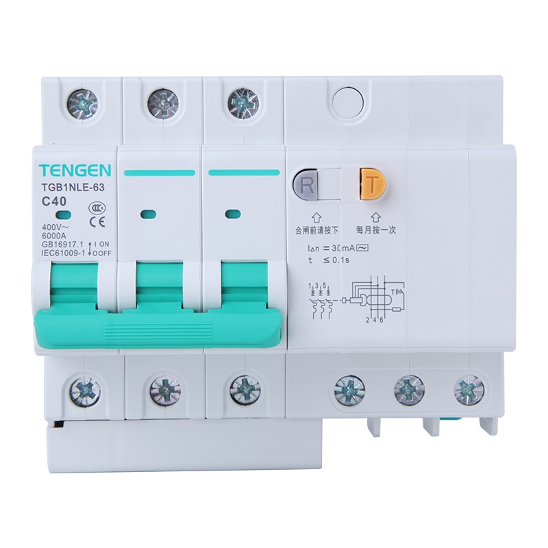 天正电气 空气开关 TGB1NLE-63 3P C 50A 30mA 01070240068 微型漏电保护断路器