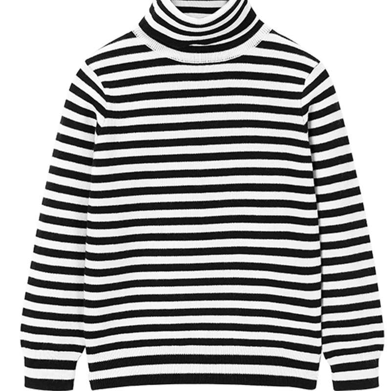 minipeace太平鸟童装女童毛衣高领条纹柔软舒适儿童宝宝毛衫冬装
