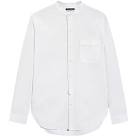 太平鸟男装夏季新款男士韩版修身个性潮流立领白色衬衫_421