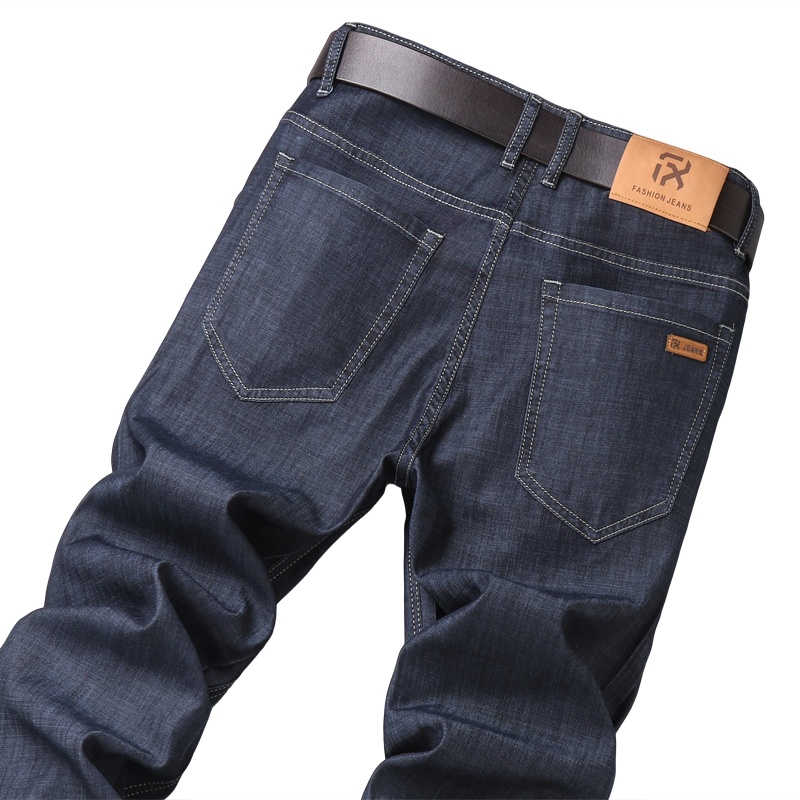 吉普战车(JIPUZHANCHE)2021年夏季新款男士高腰牛仔裤天丝柔软舒适宽松直筒男士牛仔裤男长裤子