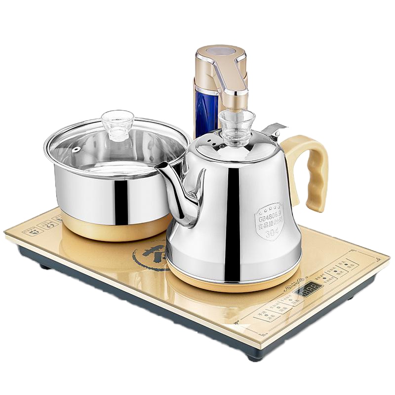 37x23电磁茶炉嵌入式茶具电热烧水壶全自动上水壶茶台一体自吸式 大气黑37*20CM