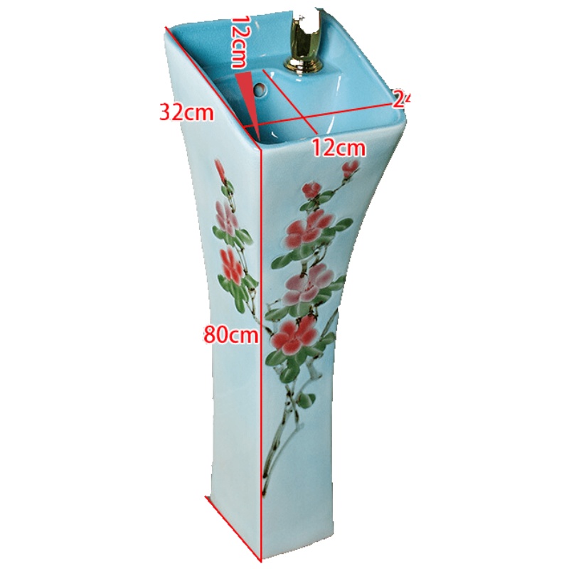 陶瓷立柱式洗脸盆小号卫生间艺术台盆一体立柱盆阳台落地式洗手盆安心抵