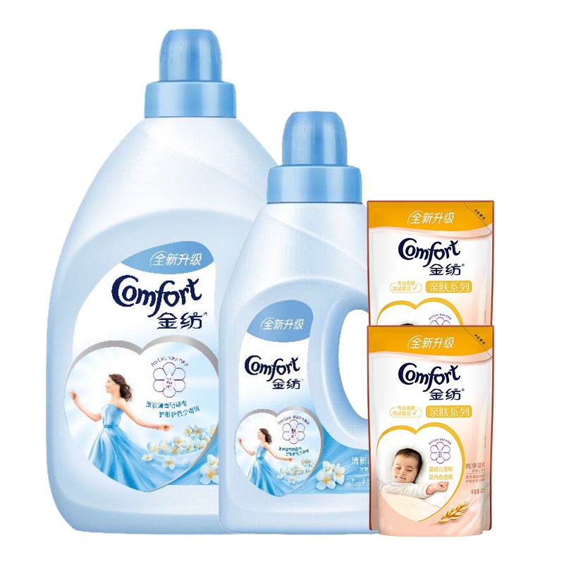 [5L+礼包]金纺清新柔顺衣物护理剂4L+1L+护理剂502ml*2/420ml*2