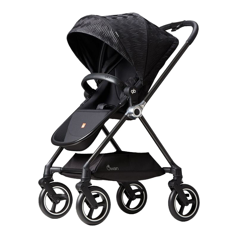 gb好孩子 婴儿推车 swan天鹅碳纤维高景观婴儿车 轻便避震可坐可平躺双向推行四轮万向旋转 黑色GB826