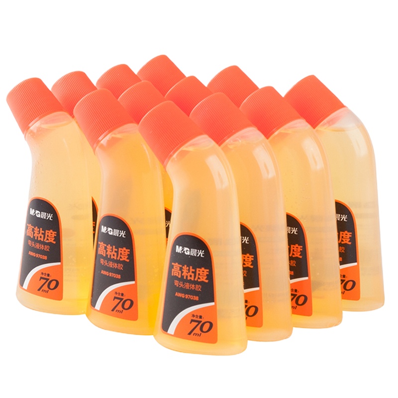 晨光文具70ml高粘度弯头液体胶 多功能液体胶水(办公文件_票据类通用黏胶) 12个装AWG97038