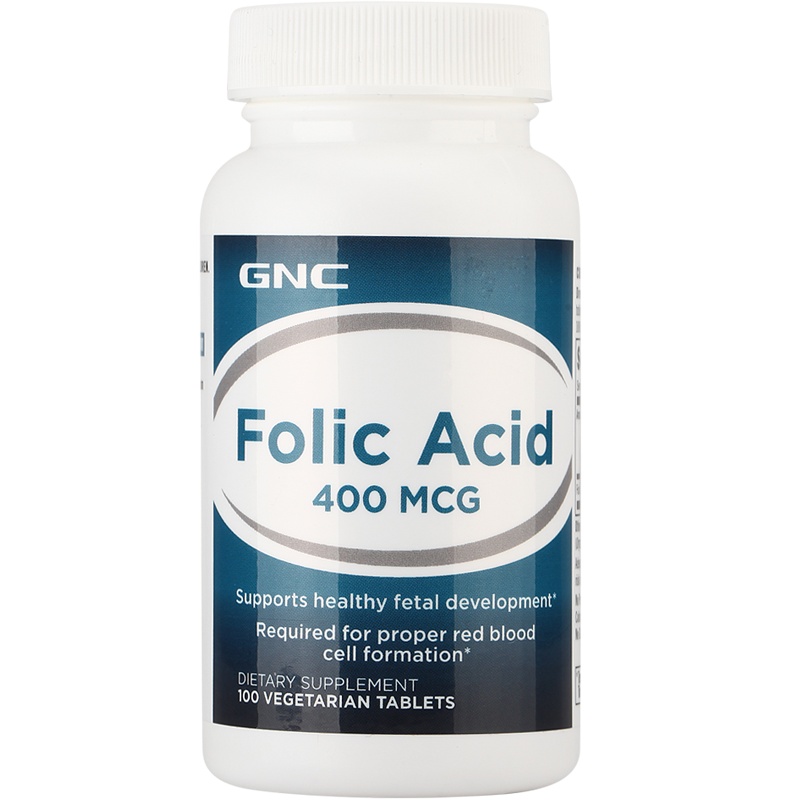 GNC健安喜叶酸孕妇专用400mcg*100片安度孕期孕妈必备