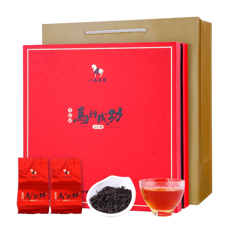 八马茶叶 王信记马到成功武夷大红袍岩茶礼盒装送礼茶叶256克