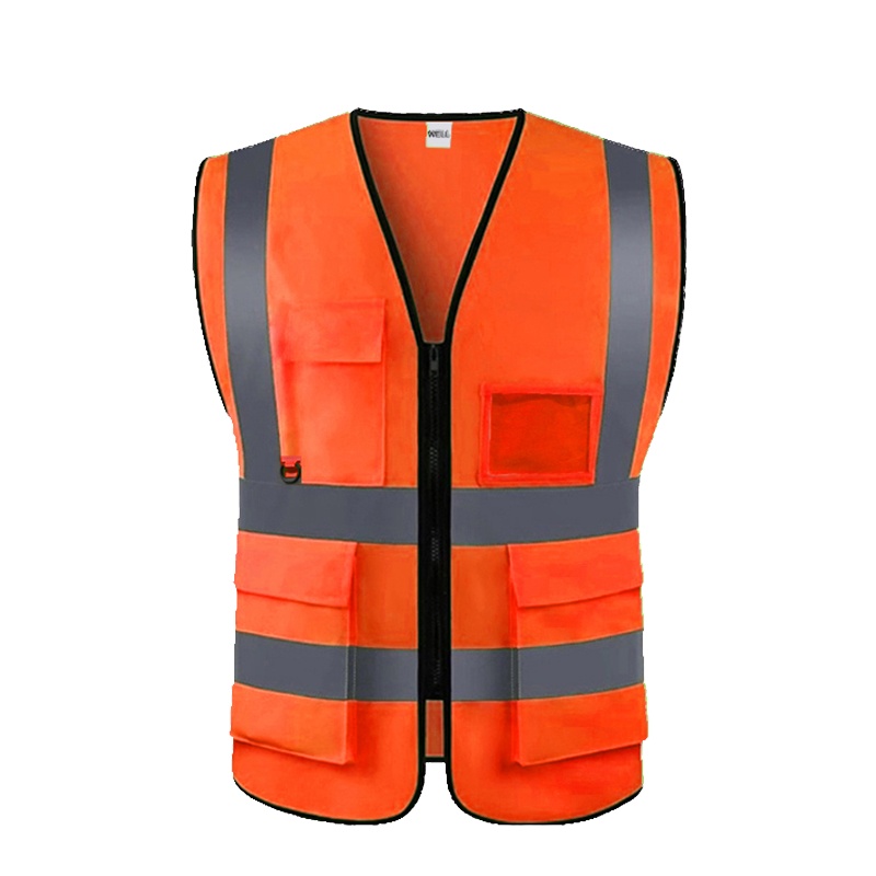 卓顺杰反光背心 交通防护反光马甲警示服施工道路维护反光衣可印字 橘红色多口袋 353