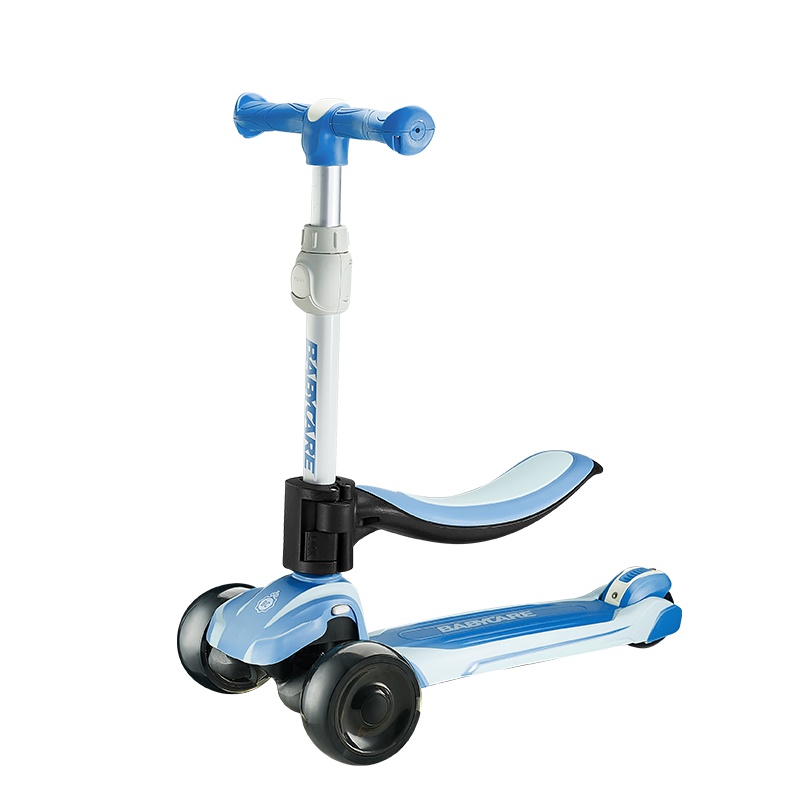 babycare儿童滑板车宽轮 1-3-6岁小孩宝宝单脚踏滑滑车溜溜车可坐7914 塔斯曼蓝