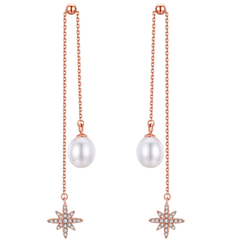 佰色传情BRIR纯银耳环长款耳环女气质网红淡水珍珠耳坠耳钉