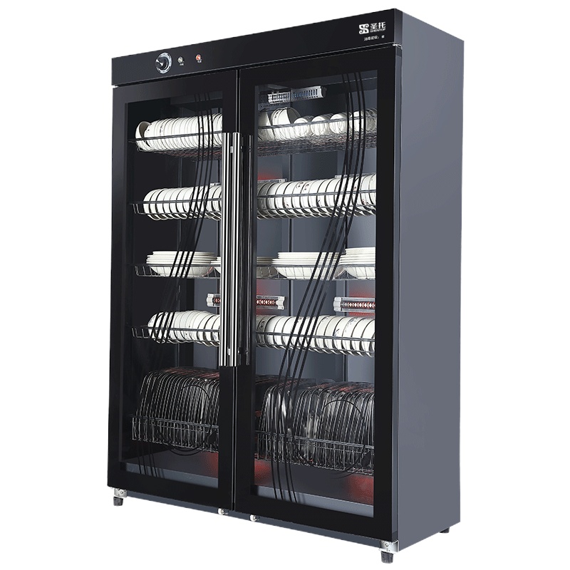 圣托(shentop)商用立式消毒柜 大容量食堂餐具消毒碗柜 双开门保洁柜黑色磨砂高品质保洁柜 YTP910-C9