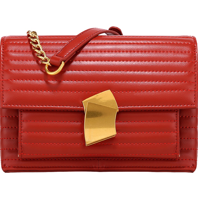 高级感包包质感牛皮链条包2019新款小斜挎包女百搭ins洋气风琴包