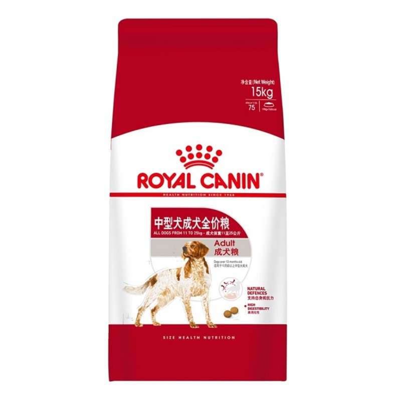 皇家 狗粮 中型犬 成犬狗粮 M25 15kg大公斤犬粮狗主粮犬干粮