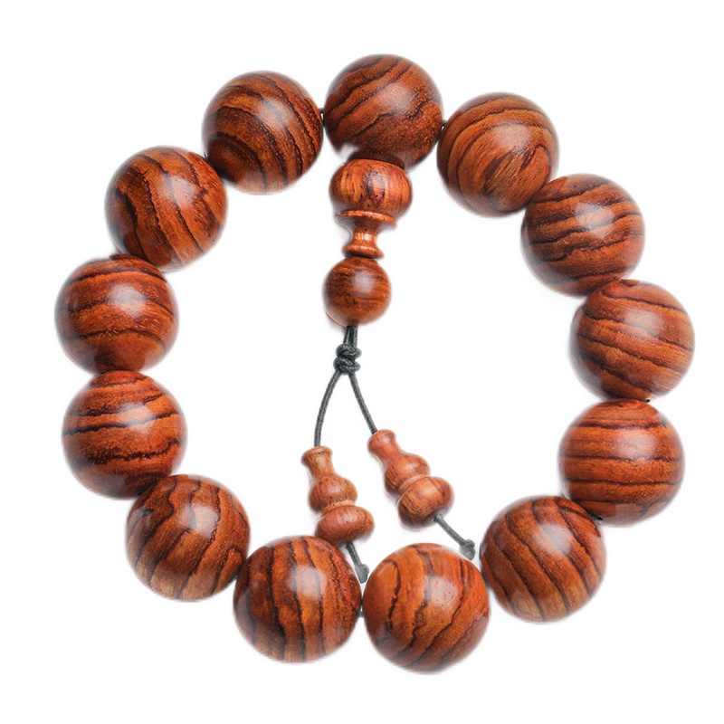 月印百川 黄花梨手串 水波纹18mm佛珠单圈男女款手串 盘玩 送礼盒装