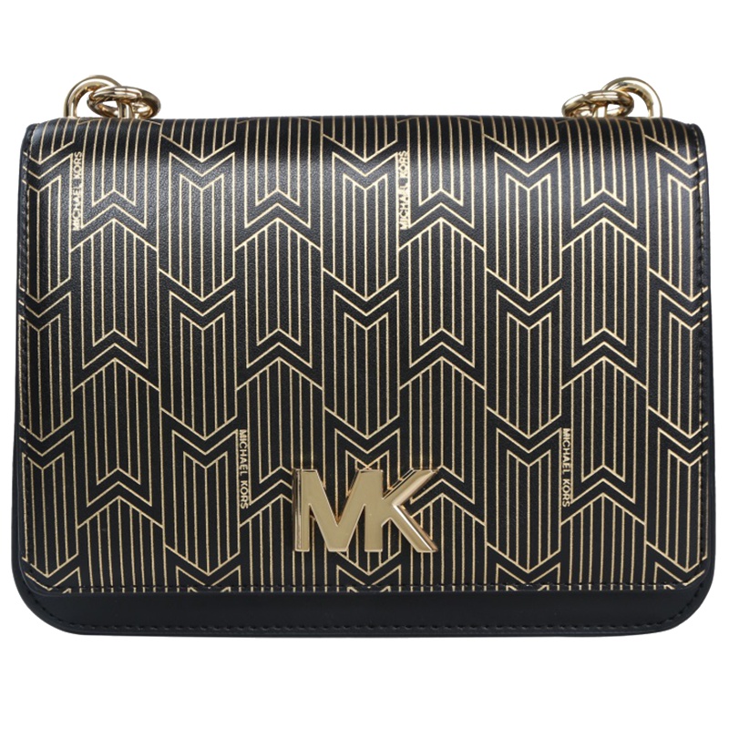 MICHAEL KORS女士拼色皮质斜跨包30H8MOXL7M BLK/GOLD