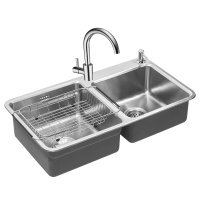 科勒水槽双槽加厚304不锈钢厨房大小槽洗菜盆洗碗池厨盆K-98683T