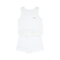 洛克泰迪网提背心套装2020夏季新款童装男短裤两件套纯白透气舒适上衣
