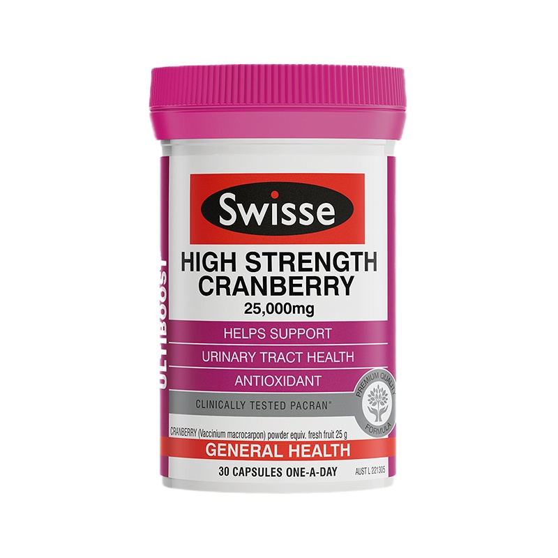 Swisse斯维诗 高浓度蔓越莓胶囊25000mg30粒*1瓶 天然蔓越莓精华 健康好气色(包装版本随机)