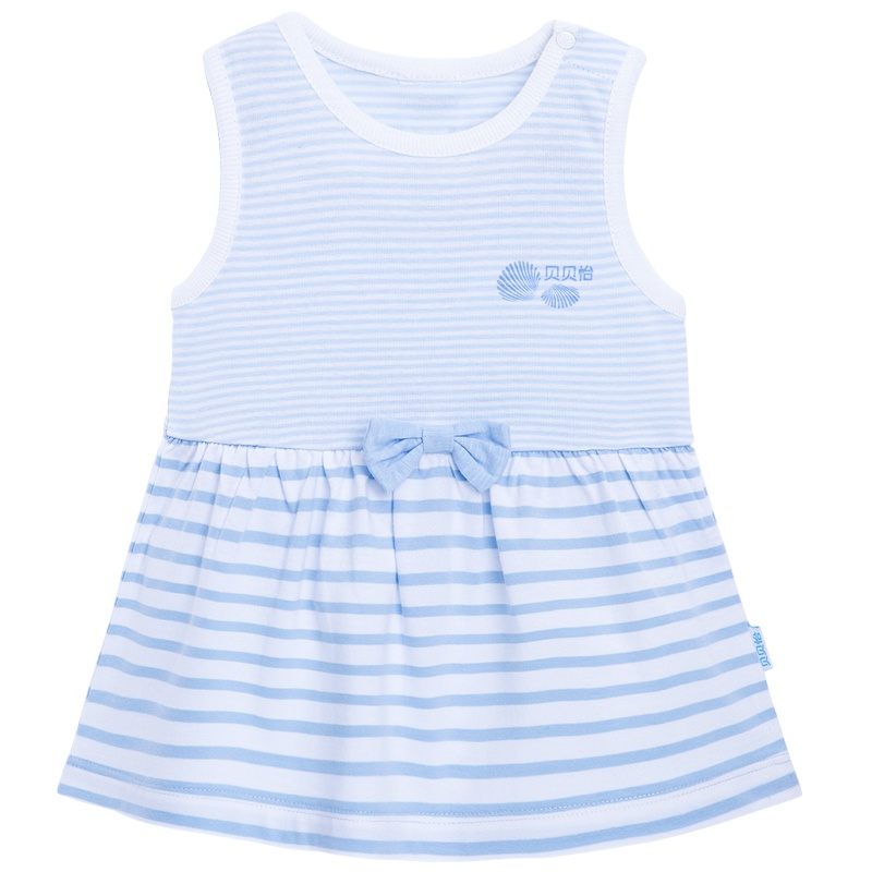 贝贝怡女童装条纹无袖t恤夏季纯棉宝宝上衣婴儿衣服162S166
