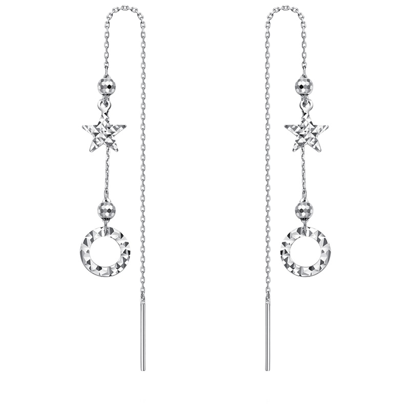 周大福珠宝首饰圆形星星PT950铂金耳线PT161314