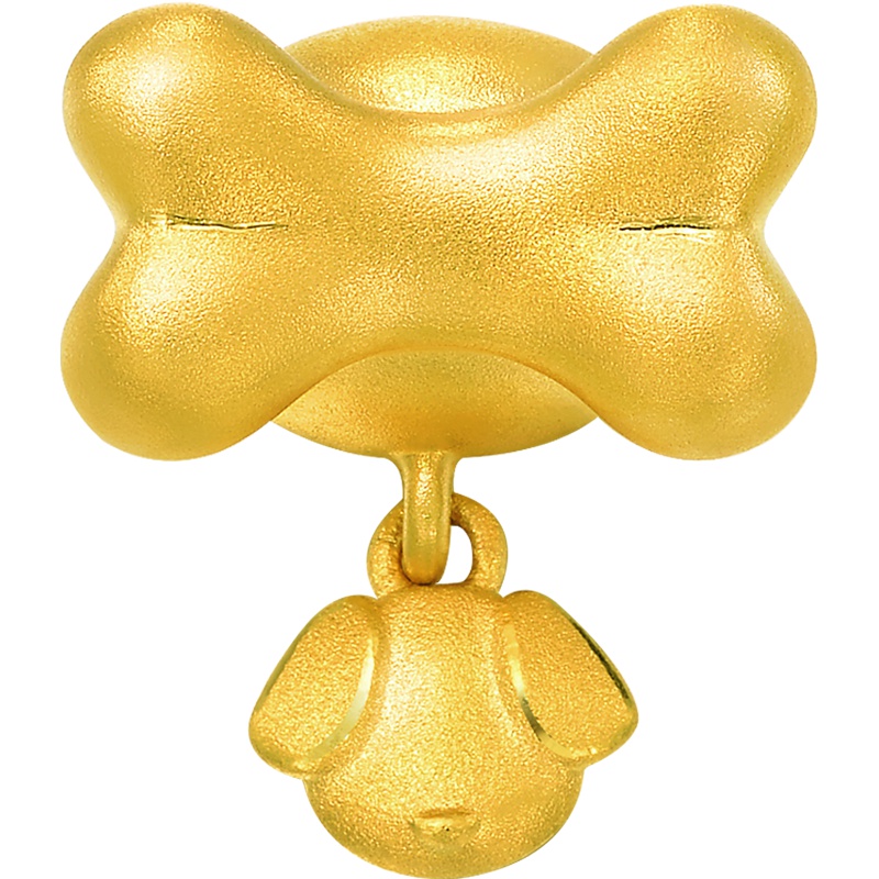 周生生(CHOW SANG SANG)足金Charme骨骨狗转运珠项链吊坠定价