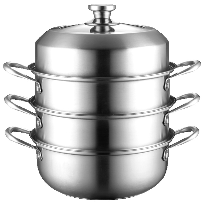 BRK Germany德国厨具施派尔多功能三层蒸锅汤锅加高三层复底28cm大容量不锈钢蒸屉蒸格组合炊具锅具电磁燃气灶通用