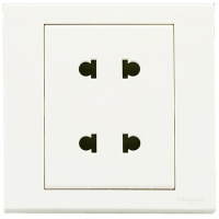 施耐德电气（Schneider Electric）电源插座86型 双联二极四孔插座 墙壁电源 10A 如意 白