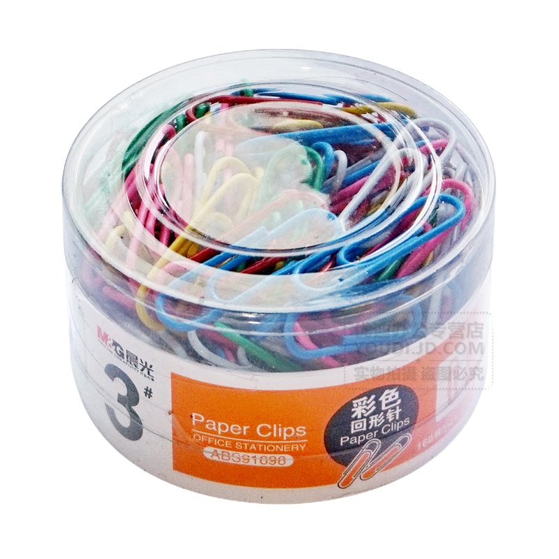 晨光办公用3号彩色回形针PVC筒装ABS91698