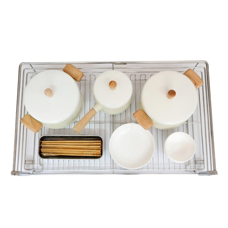 304不锈钢拉篮双层厨房橱柜拉篮抽屉式碗架调味篮碗碟篮阻尼拉篮开门式厨房拉篮加粗