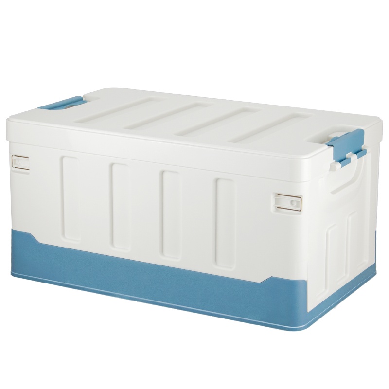 悦卡汽车后备箱收纳箱 车载多功能车内尾箱整理箱置物用品 R系列折叠储物箱 白蓝大号-60L