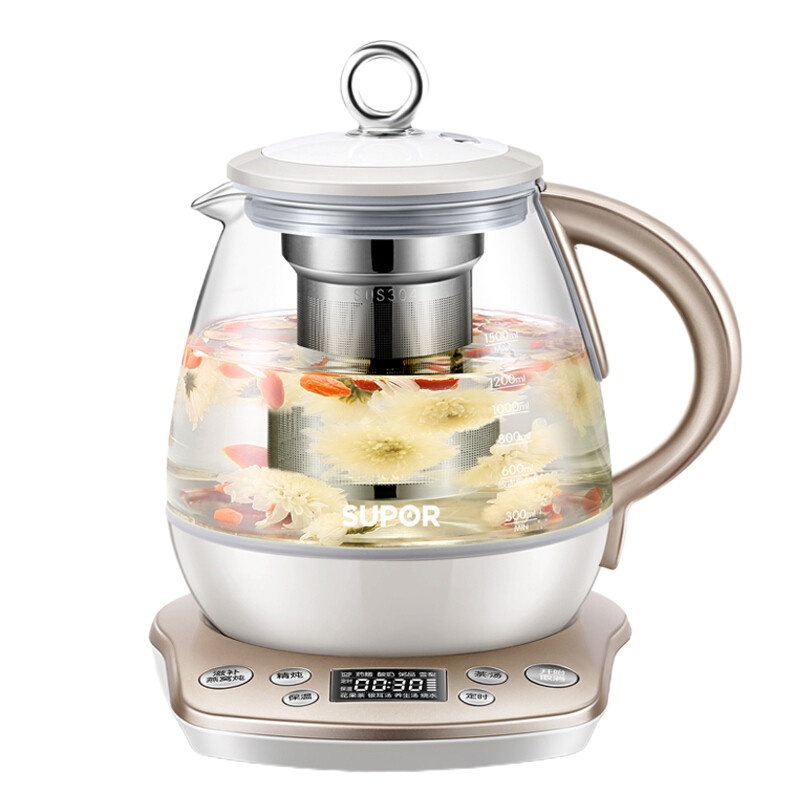 苏泊尔(SUPOR)多功能养生壶智能家用 1.5L 高硼硅玻璃 隔水炖花茶 按键式控制面 药膳燕窝 S W-15S35A