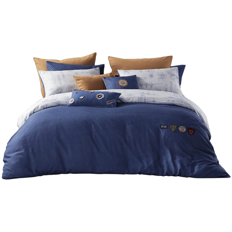 LOVO家纺床上用品儿童卡通纯色全棉四件套被套床单学生宿舍单人 梦幻飞行