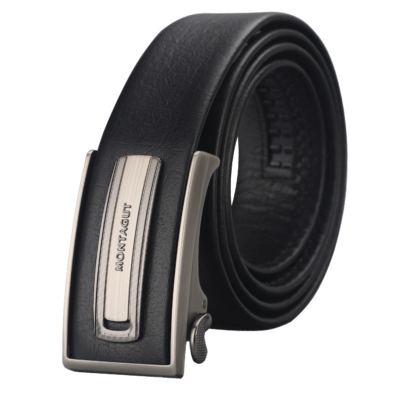 梦特娇皮带男士自动扣 内穿 头层牛皮 商务休闲 中年 内扣裤腰带